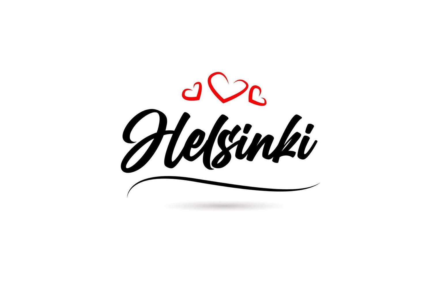 Helsinki european city typography text word with love. Hand lettering style. Modern calligraphy text vector