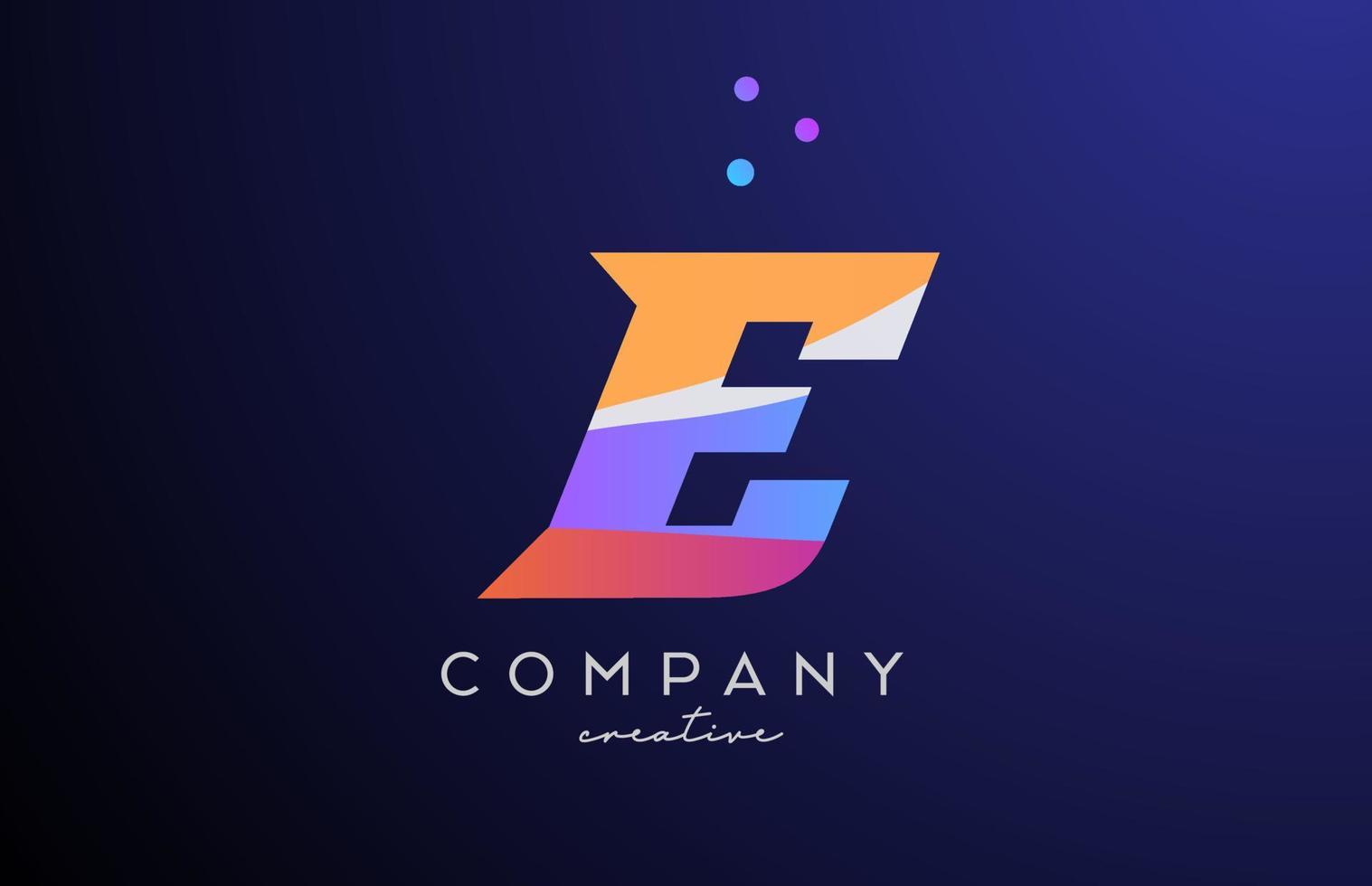 colored E alphabet letter logo icon with dots. Orange pink blue creative template design for business and company vector