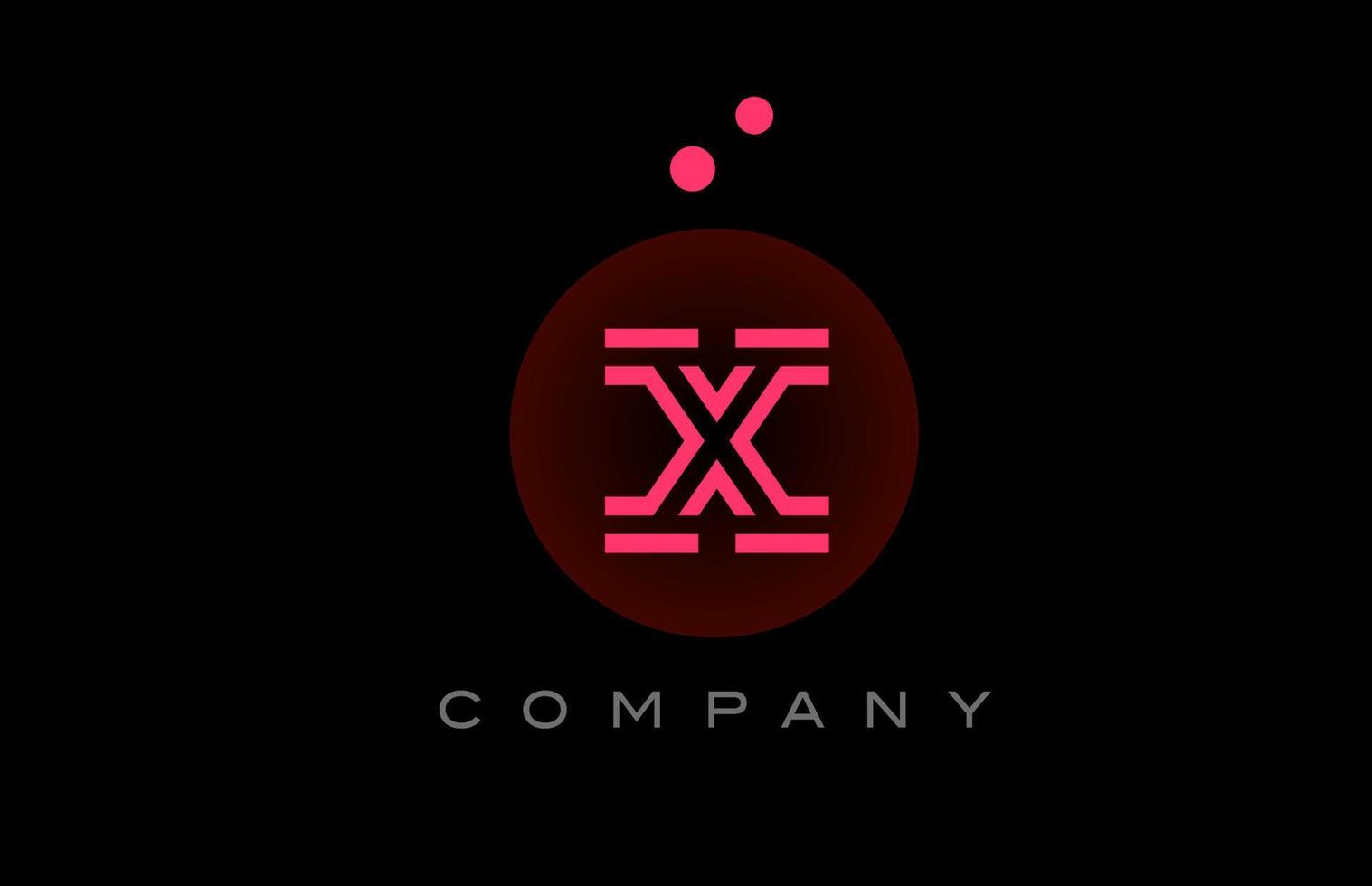 black pink X alphabet letter logo icon with dots and circle. Template design for company and business vector