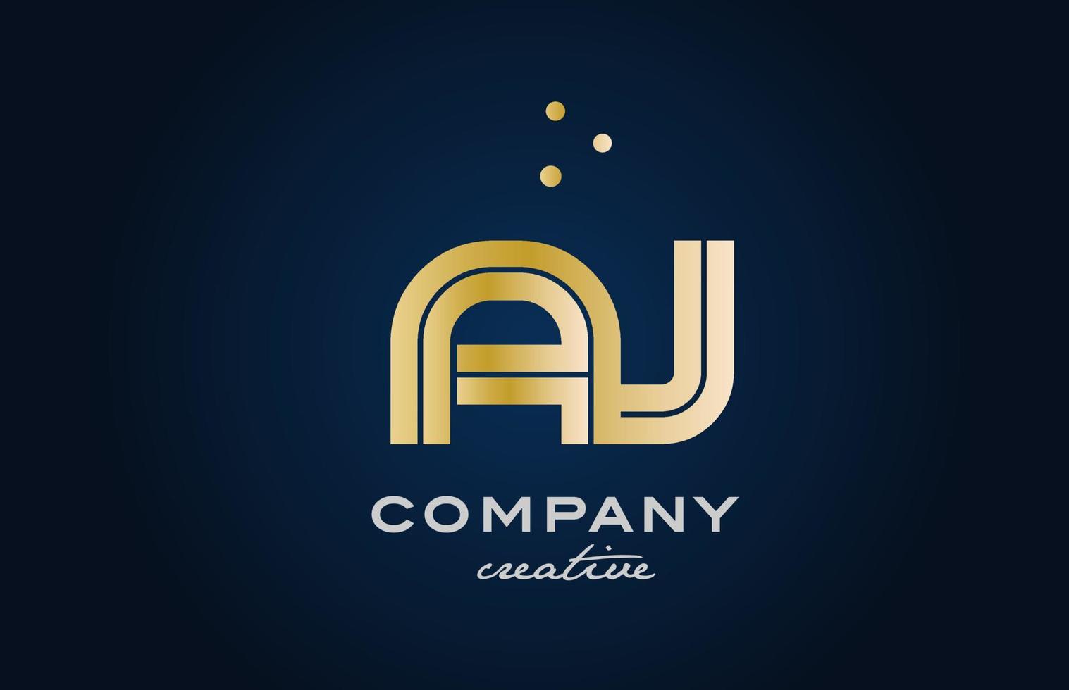 gold golden AJ combination alphabet bold letter logo with dots. Joined creative template design for company and business vector