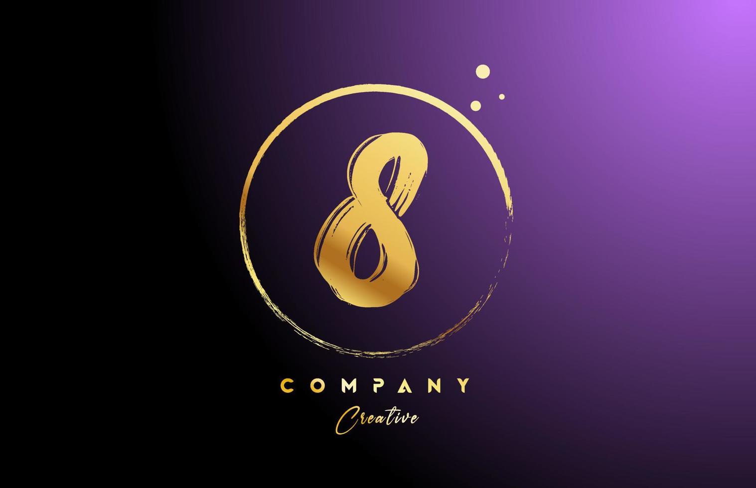 golden golden 8 number letter logo icon design with dots and circle. Grunge creative gradient template for company and business vector