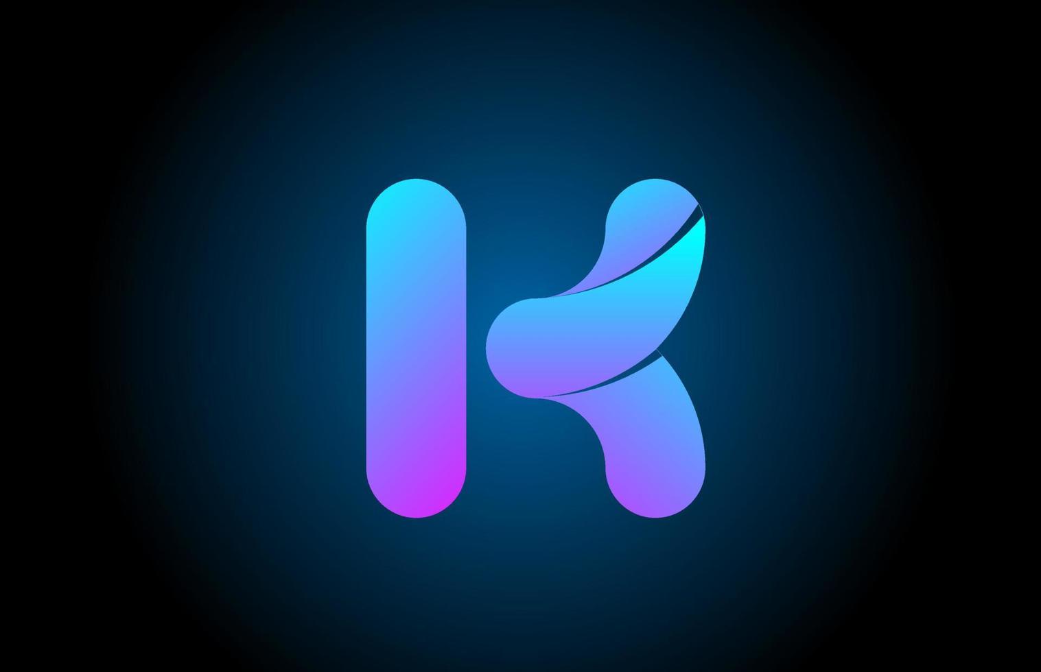 blue pink K alphabet letter logo icon design with gradient color. Creative template for company and business vector