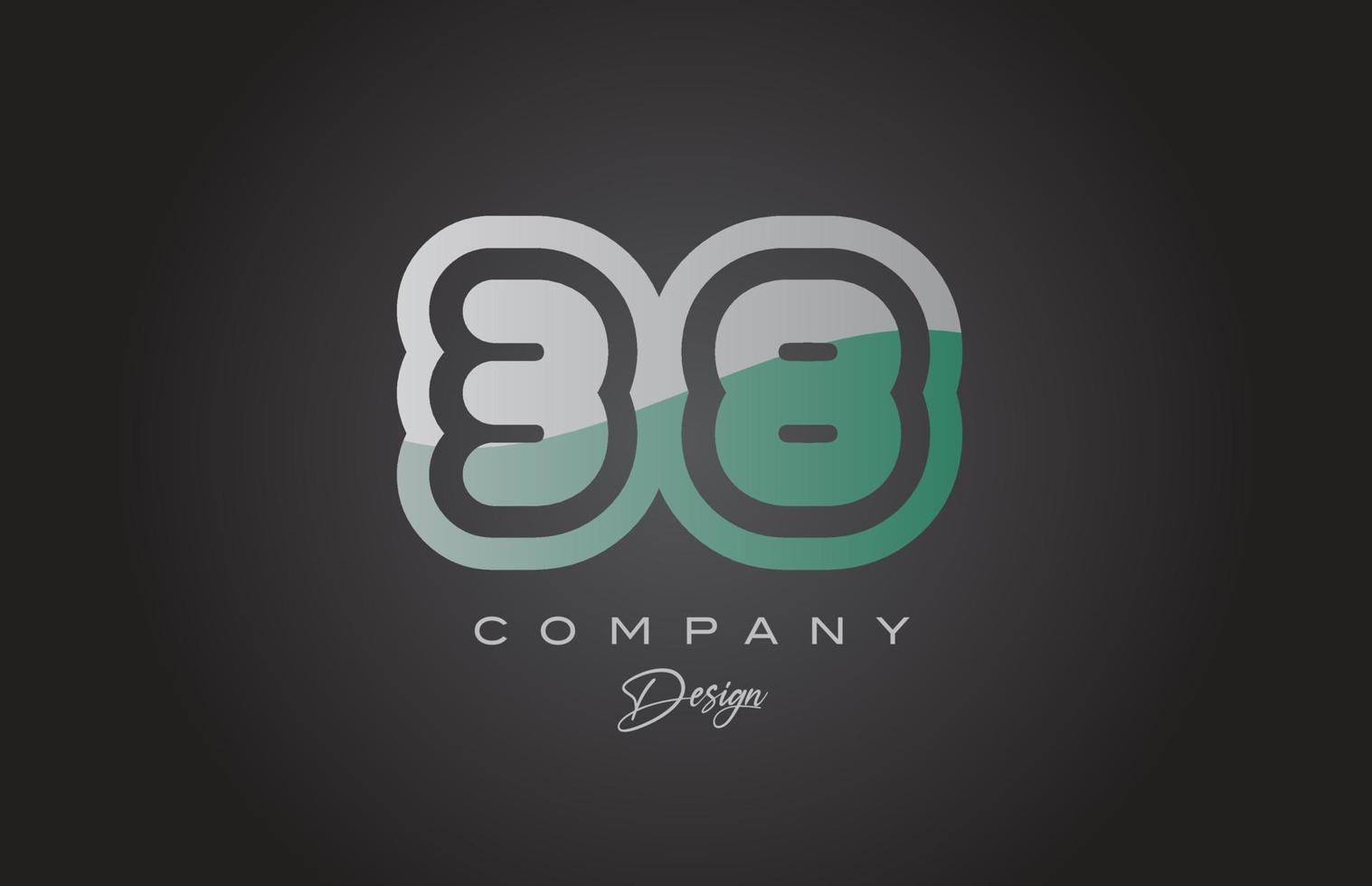 38 green grey number logo icon design. Creative template for company and business vector