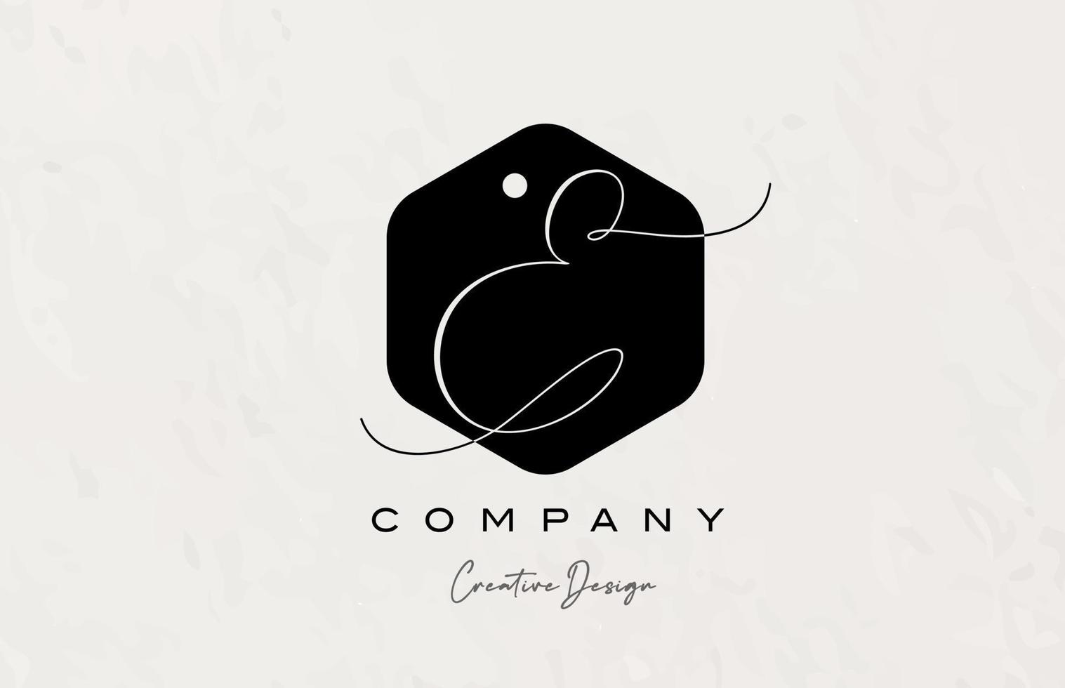 black and white polygon E alphabet letter logo icon design with dot and elegant style. Creative template for business and company vector