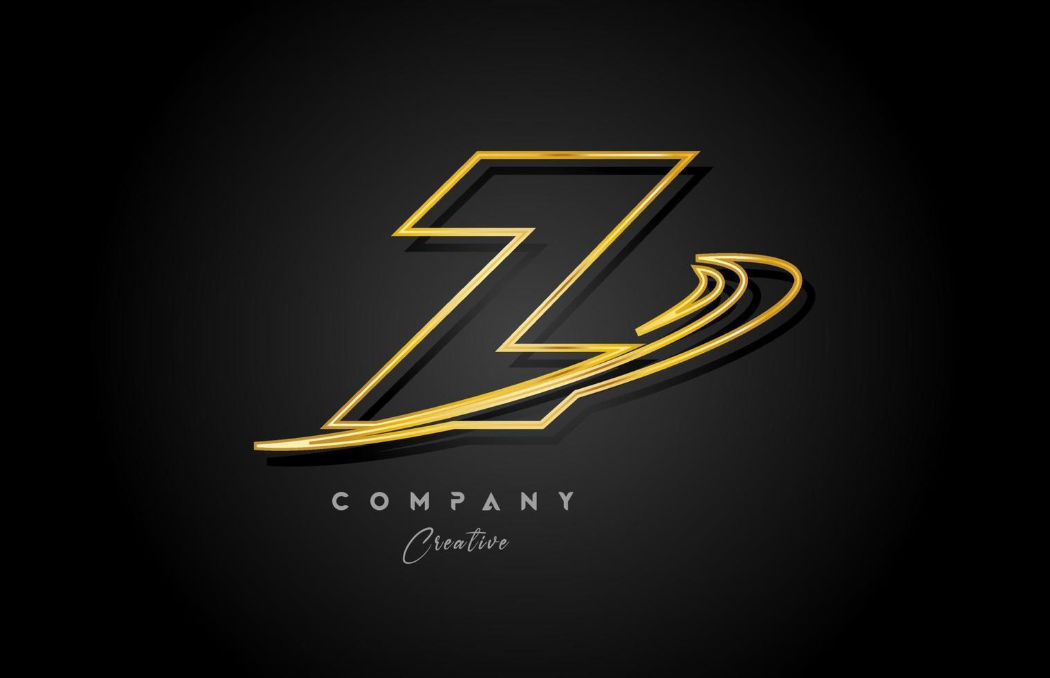 oro z alfabeto letra logo icono diseño con dorado silbido. creativo modelo para empresa y negocio vector