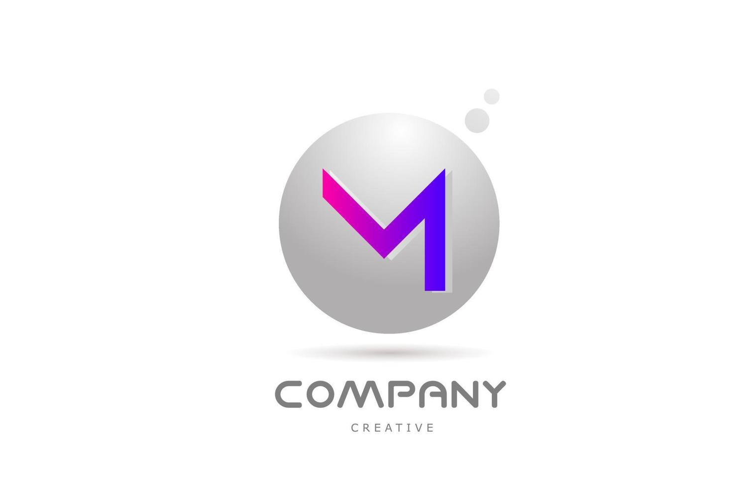 rosado gris esfera metro alfabeto letra logo icono diseño con punto. creativo modelo para negocio y empresa vector