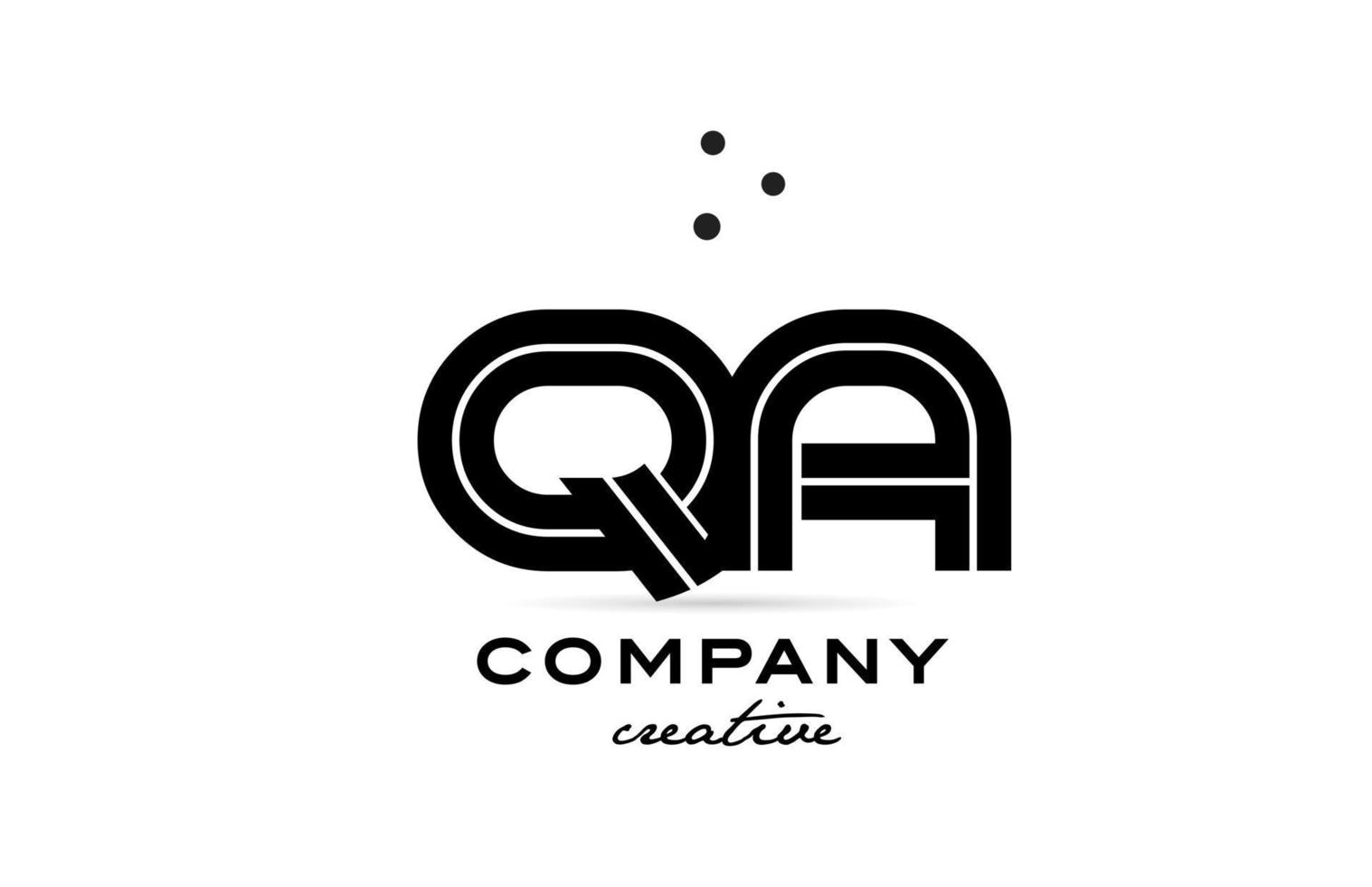 QA black and white combination alphabet bold letter logo with dots. Joined template design for business and company vector