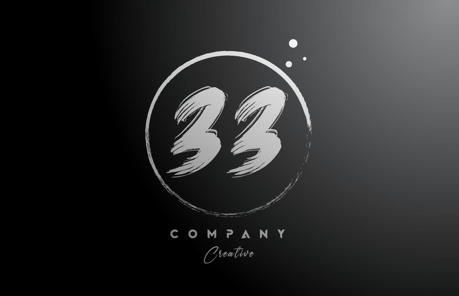 black white 33 number letter logo icon design with dots and circle. Creative gradient template for company and business vector