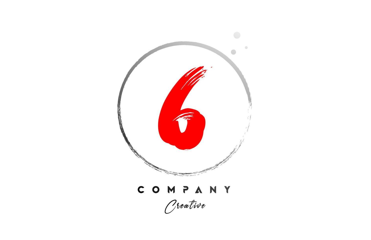 red grey 6 number letter logo icon design with dots and circle. Grunge creative gradient for business and company vector