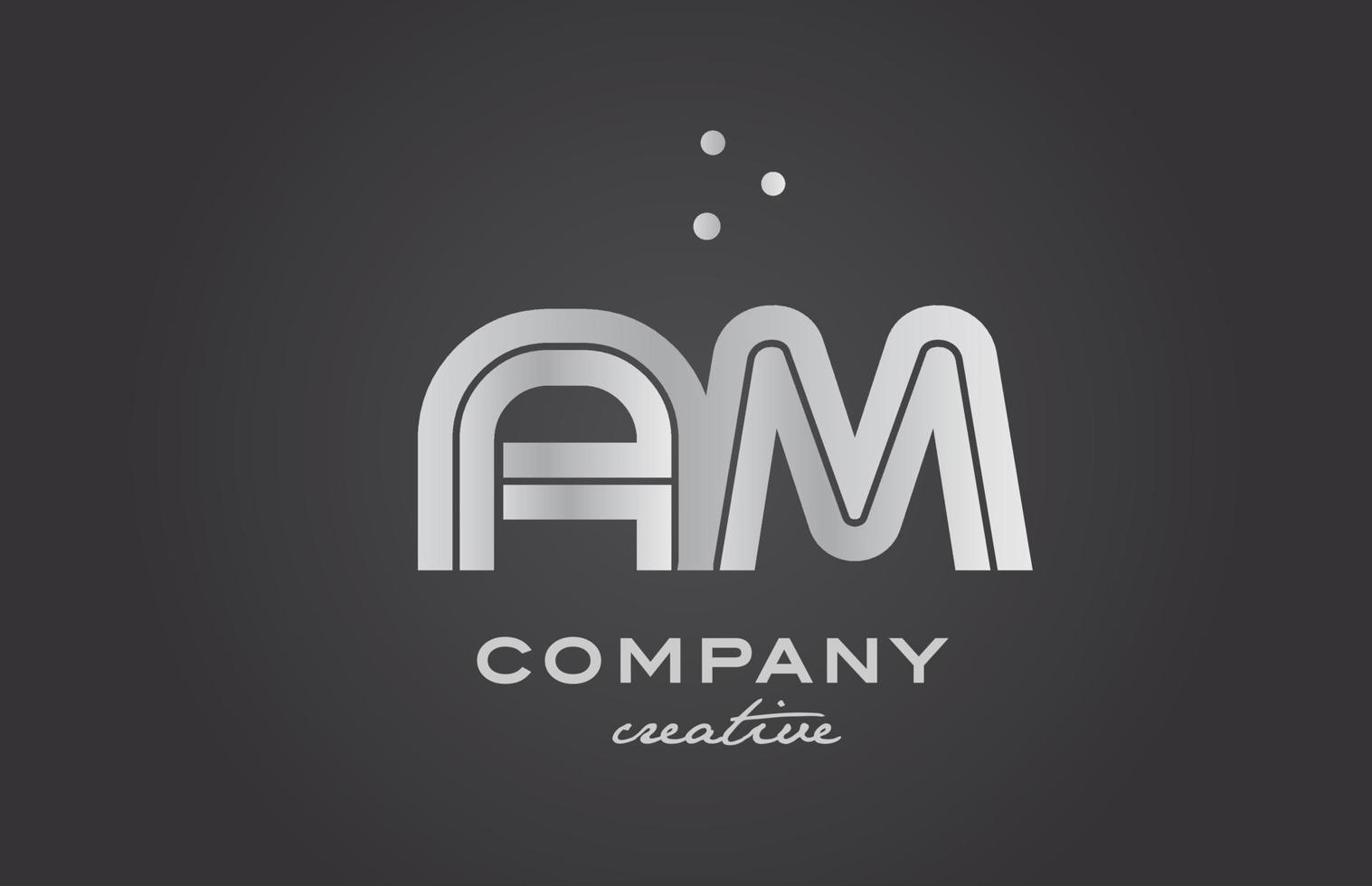 negro y gris a.m combinación alfabeto negrita letra logo con puntos unido creativo modelo diseño para negocio vector