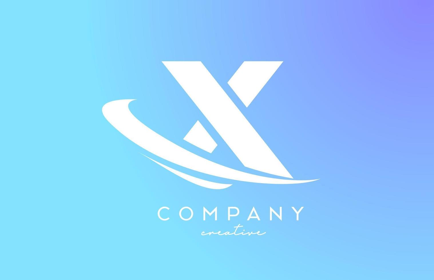 azul pastel color X alfabeto letra logo icono con silbido. creativo modelo diseño para negocio y empresa vector