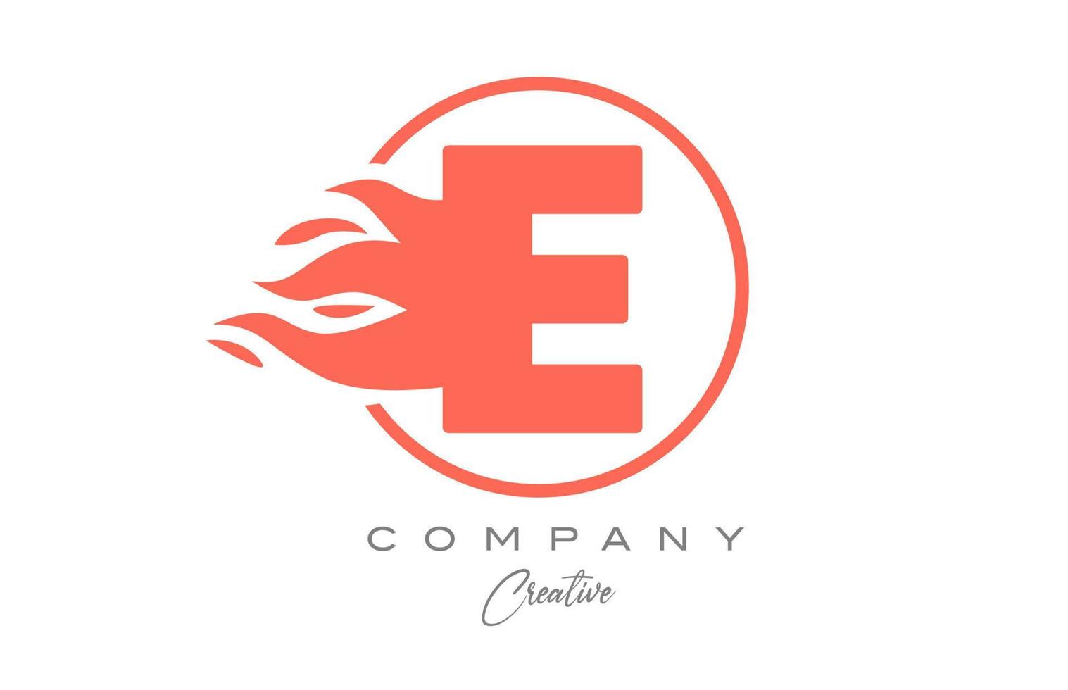 orange E alphabet letter icon for corporate with flames. Fire design suitable for a business logo vector