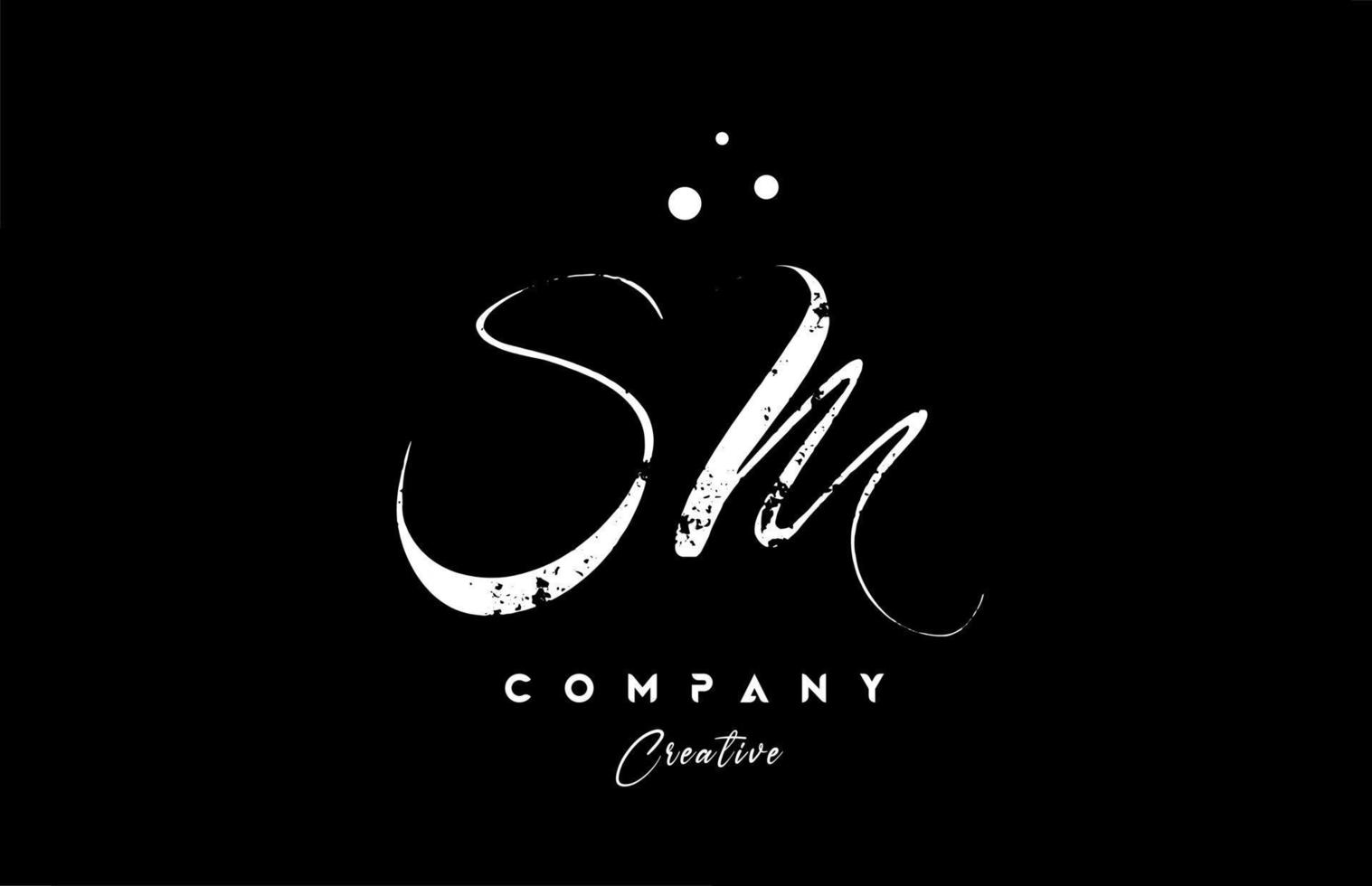 vintage SM alphabet letter logo icon combination design with dots. Creative hand written template for company vector