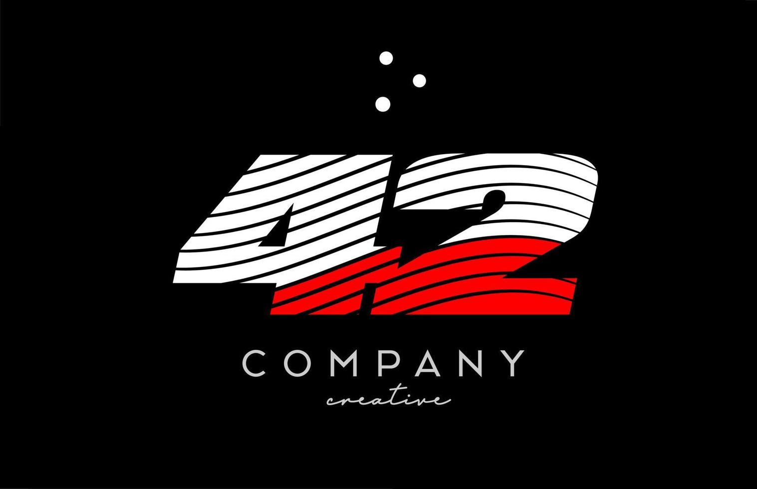 42 number logo with red white lines and dots. Corporate creative template design for business and company vector