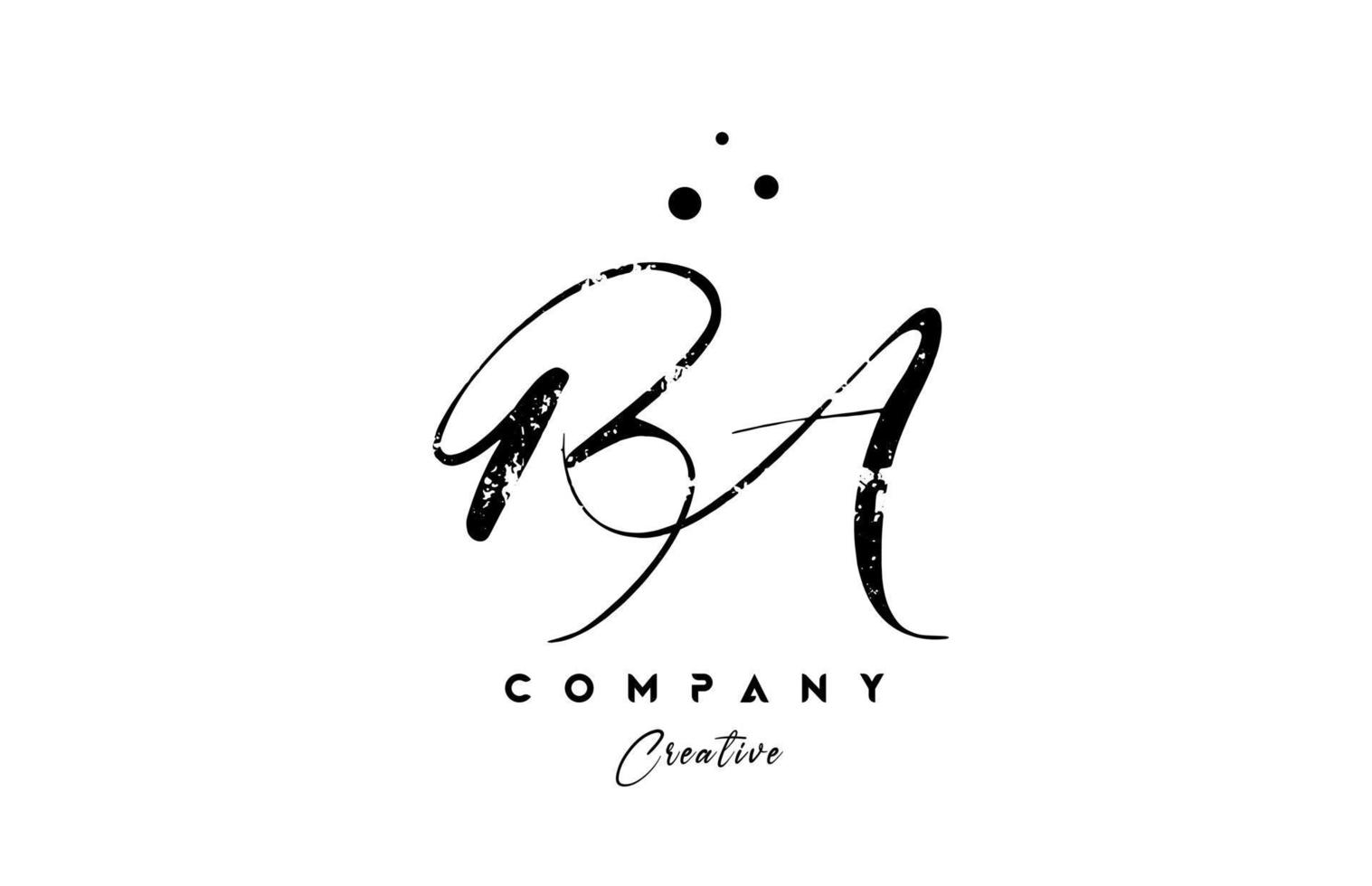handwritten vintage BA alphabet letter logo icon combination design with dots vector