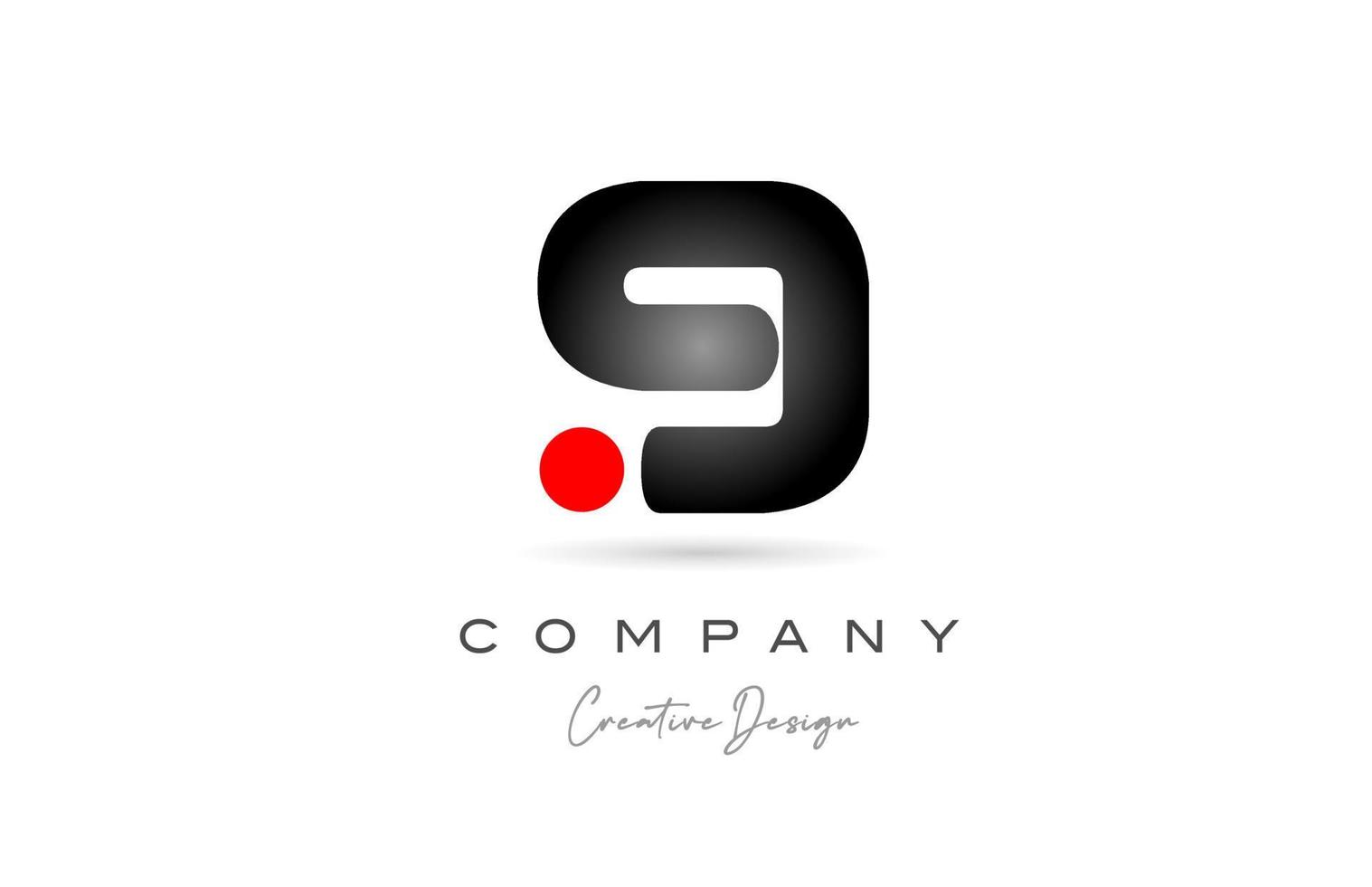 rojo negro punto sol alfabeto letra logo icono diseño con degradado. creativo modelo para negocio y empresa vector