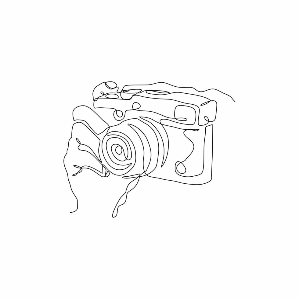 continuous line art of a hand taking a picture vector