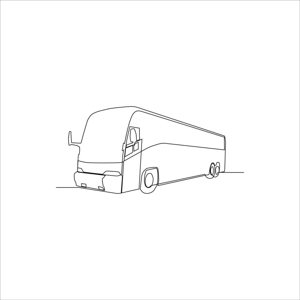 continuo línea Arte de autobús transporte vector