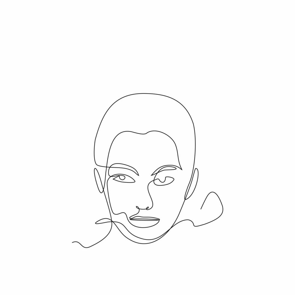 continuo línea, cara y pelo estilo conjunto ilustración, Moda concepto, minimalista belleza mujer, vector ilustración para camiseta, elegante gráfico impresión diseño eslogan