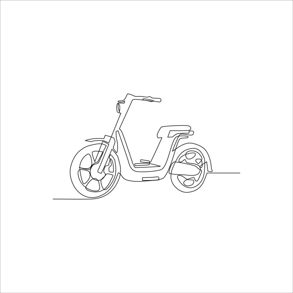 continuous line art of electric bicycle transportation vector