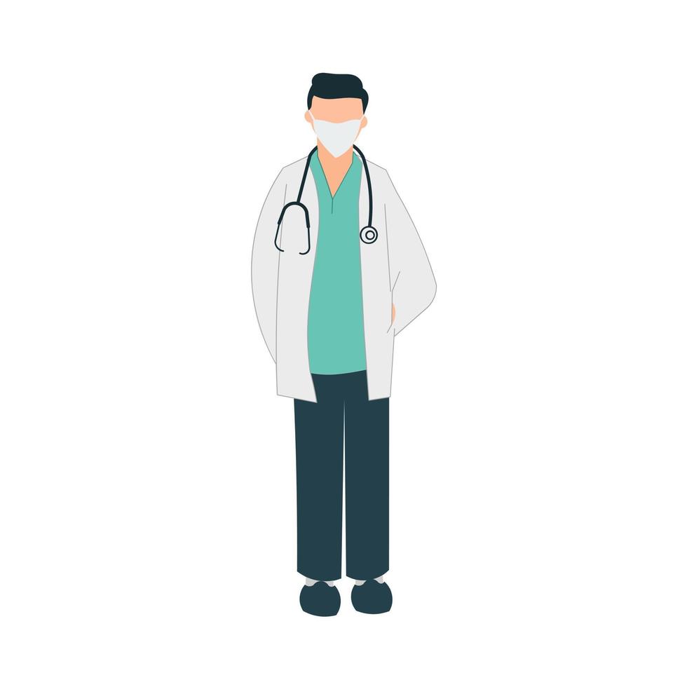 médico hombre con estetoscopio y máscara icono imagen vector ilustración diseño