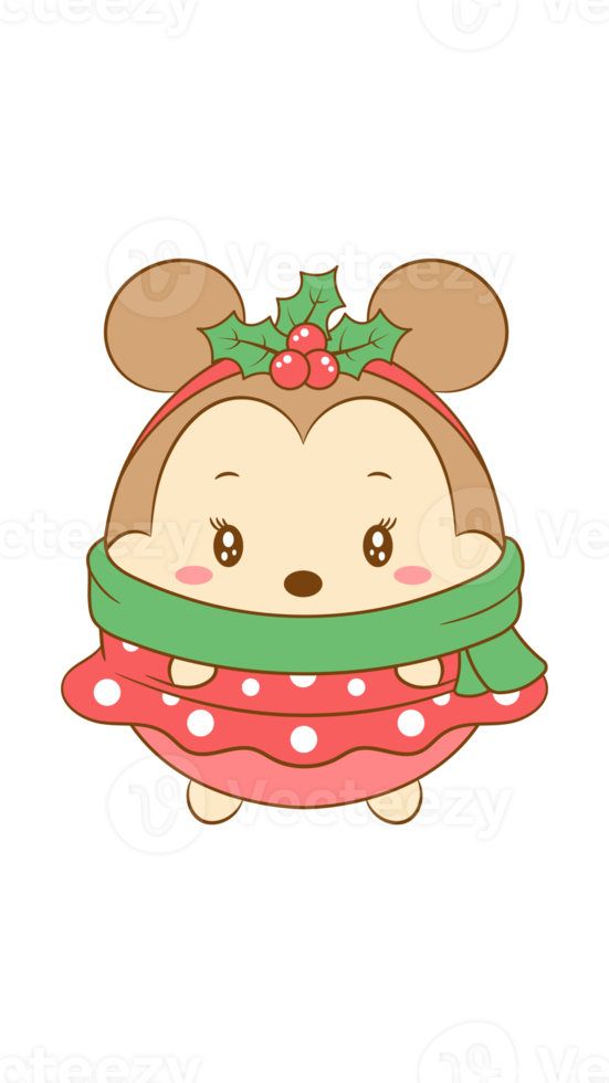 cute mouse with green scarf png