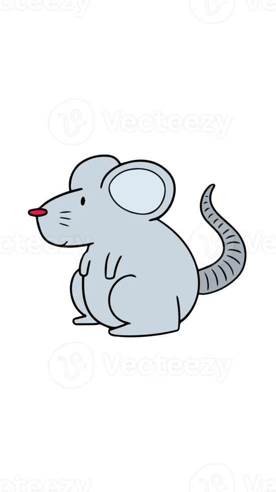 cute grey mouse with black outline png