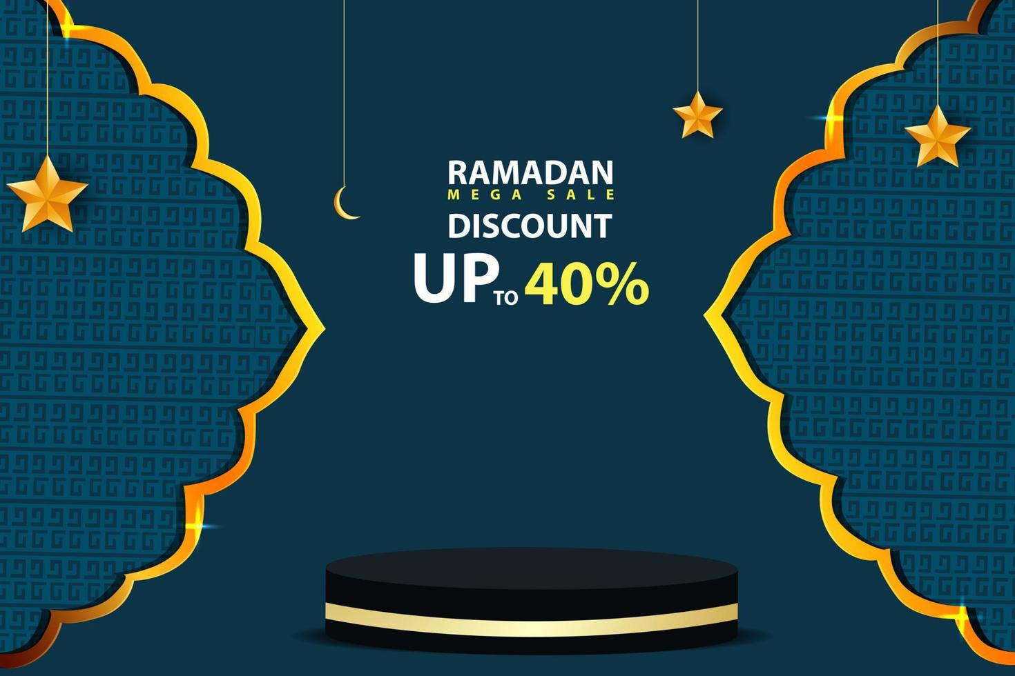 3d banner template mega sale Ramadan Kareem promotion vector