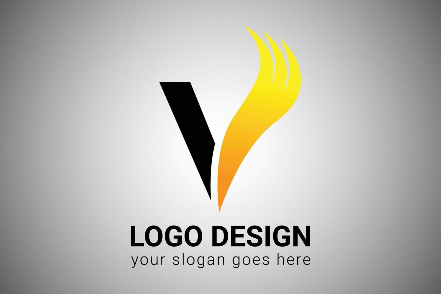 Letter V with Orange gradient color Elegant Minimalist Wing Design. Creative letter Swoosh Icon Vector Illustration.