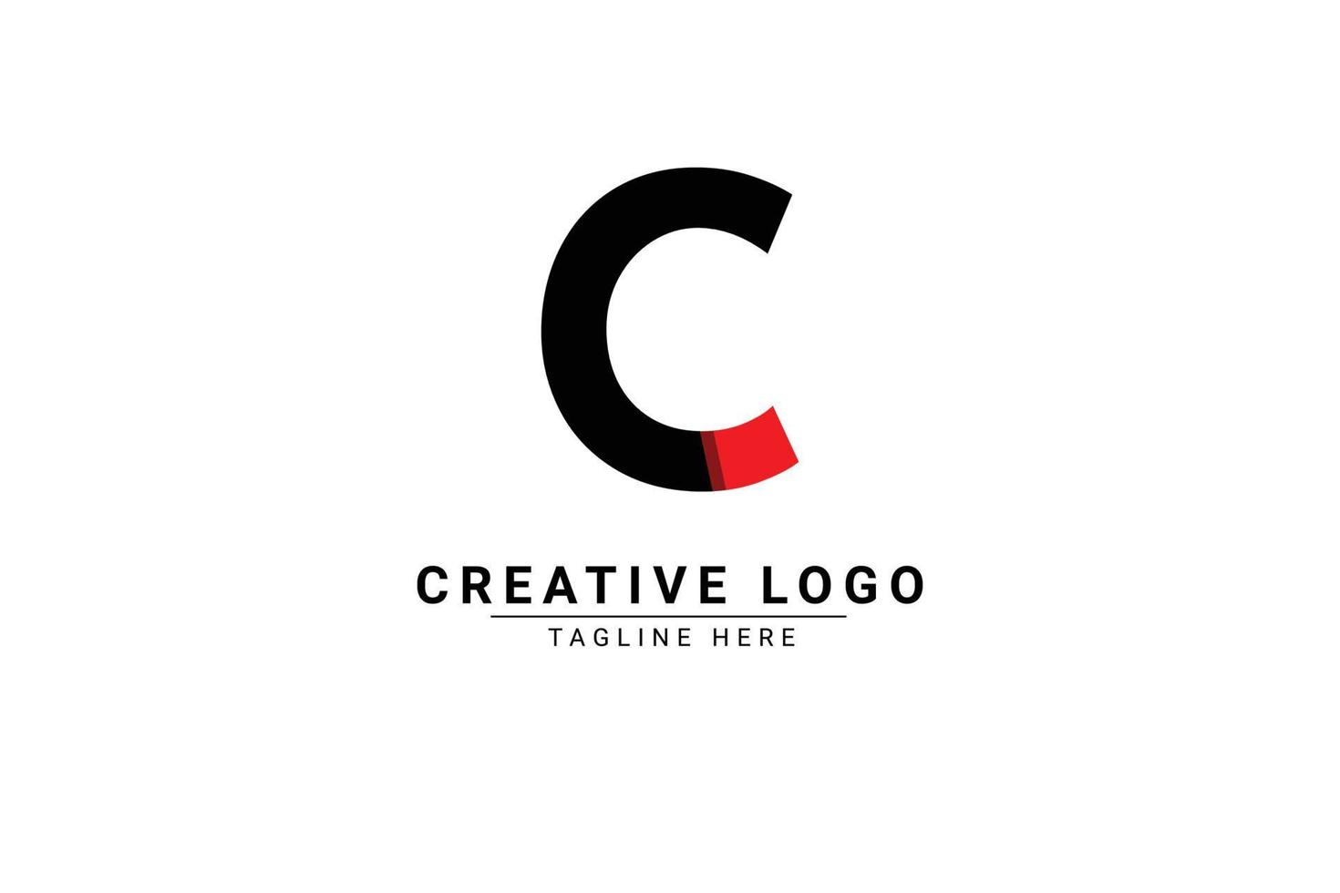 Initial Letter C Logo. Red and black shape C Letter logo with shadow usable for Business and Branding Logos. Flat Vector Logo Design Template Element.