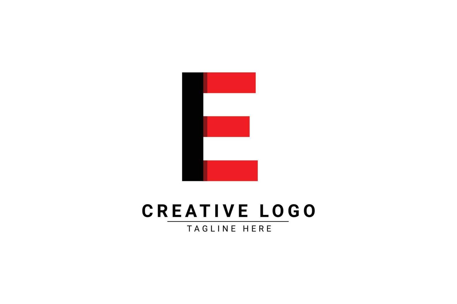 Initial Letter E Logo. Red and black shape C Letter logo with shadow usable for Business and Branding Logos. Flat Vector Logo Design Template Element.