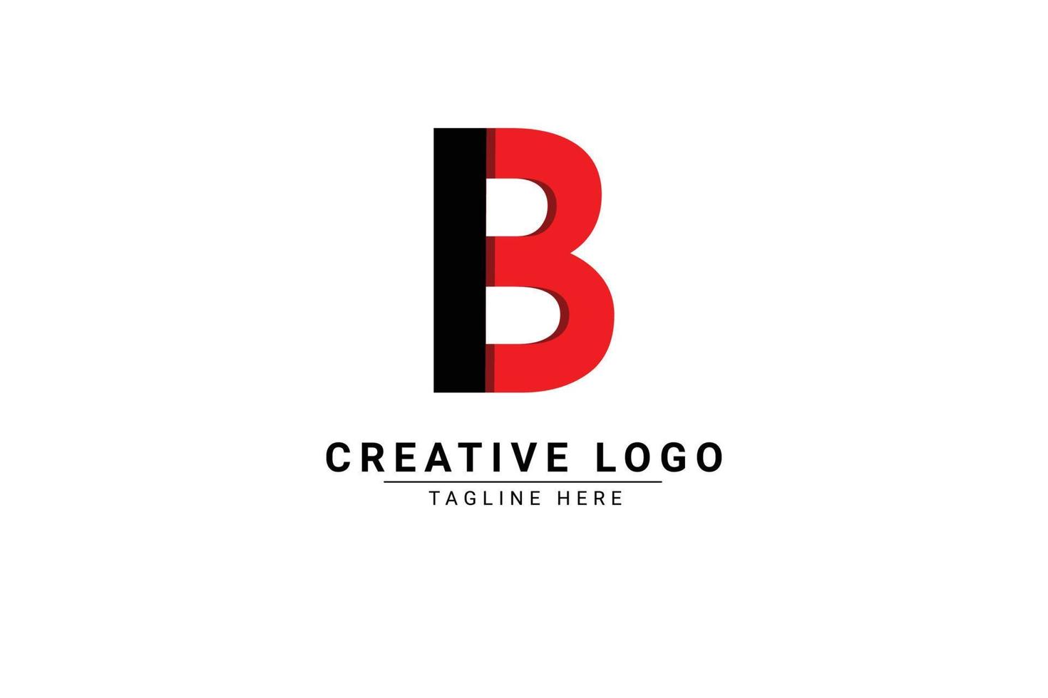 Initial Letter B Logo. Red and black shape C Letter logo with shadow usable for Business and Branding Logos. Flat Vector Logo Design Template Element.
