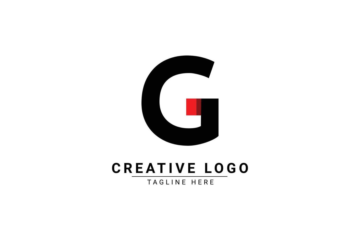 Initial Letter G Logo. Red and black shape C Letter logo with shadow usable for Business and Branding Logos. Flat Vector Logo Design Template Element.