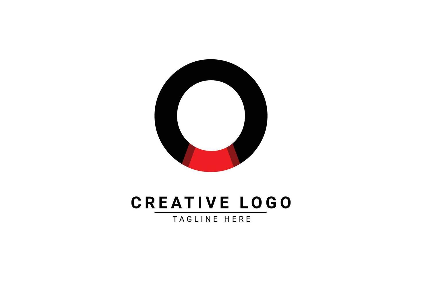 Initial Letter O Logo. Red and black shape C Letter logo with shadow usable for Business and Branding Logos. Flat Vector Logo Design Template Element.