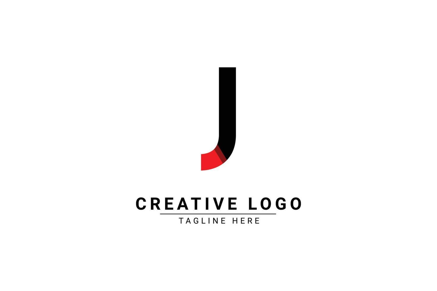 Initial Letter J Logo. Red and black shape C Letter logo with shadow usable for Business and Branding Logos. Flat Vector Logo Design Template Element.