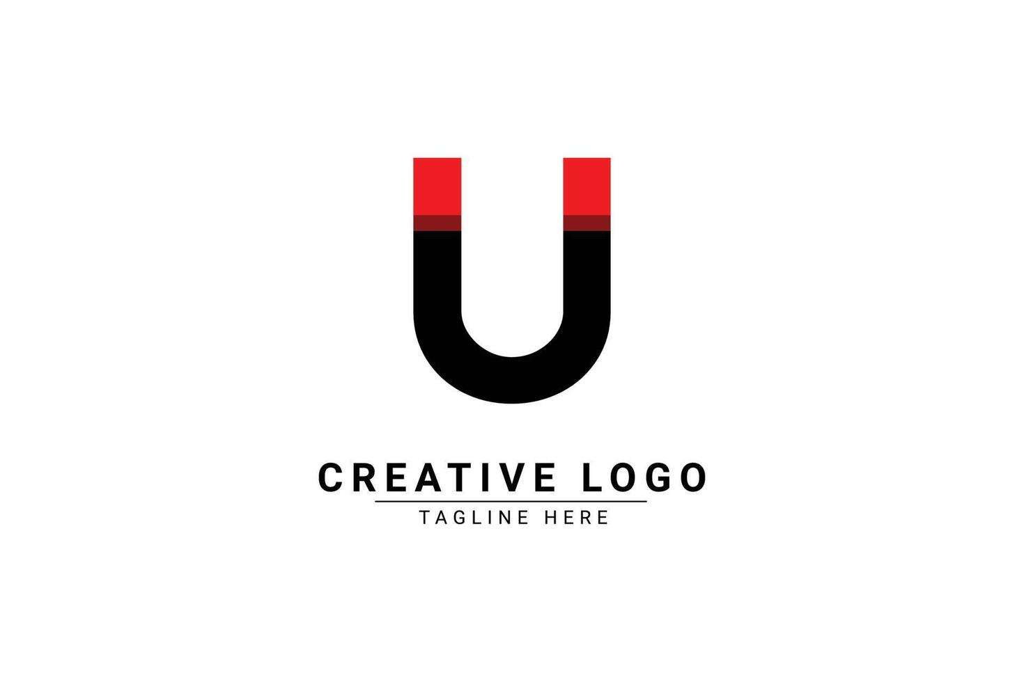 Initial Letter U Logo. Red and black shape C Letter logo with shadow usable for Business and Branding Logos. Flat Vector Logo Design Template Element.