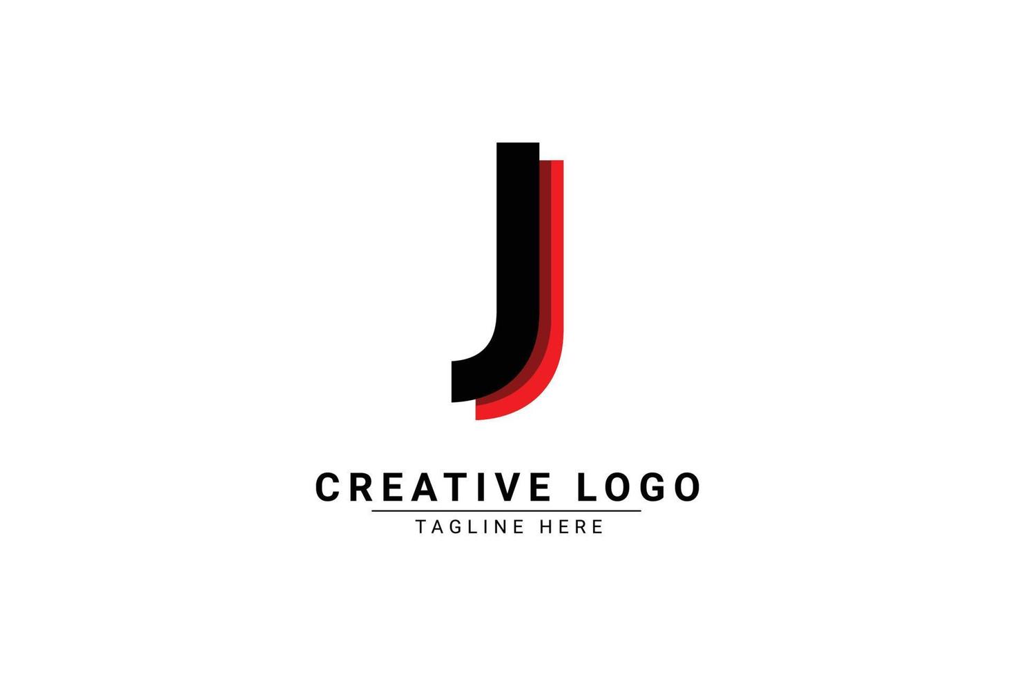 Initial Letter J Logo. Red and black shape C Letter logo with shadow usable for Business and Branding Logos. Flat Vector Logo Design Template Element.