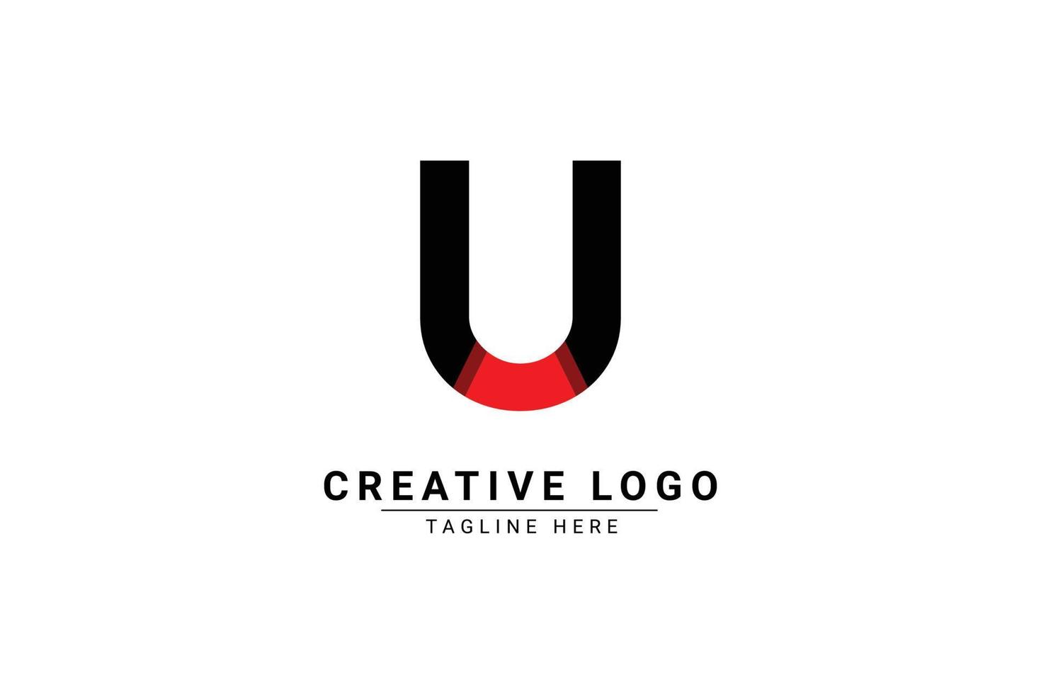 Initial Letter U Logo. Red and black shape C Letter logo with shadow usable for Business and Branding Logos. Flat Vector Logo Design Template Element.