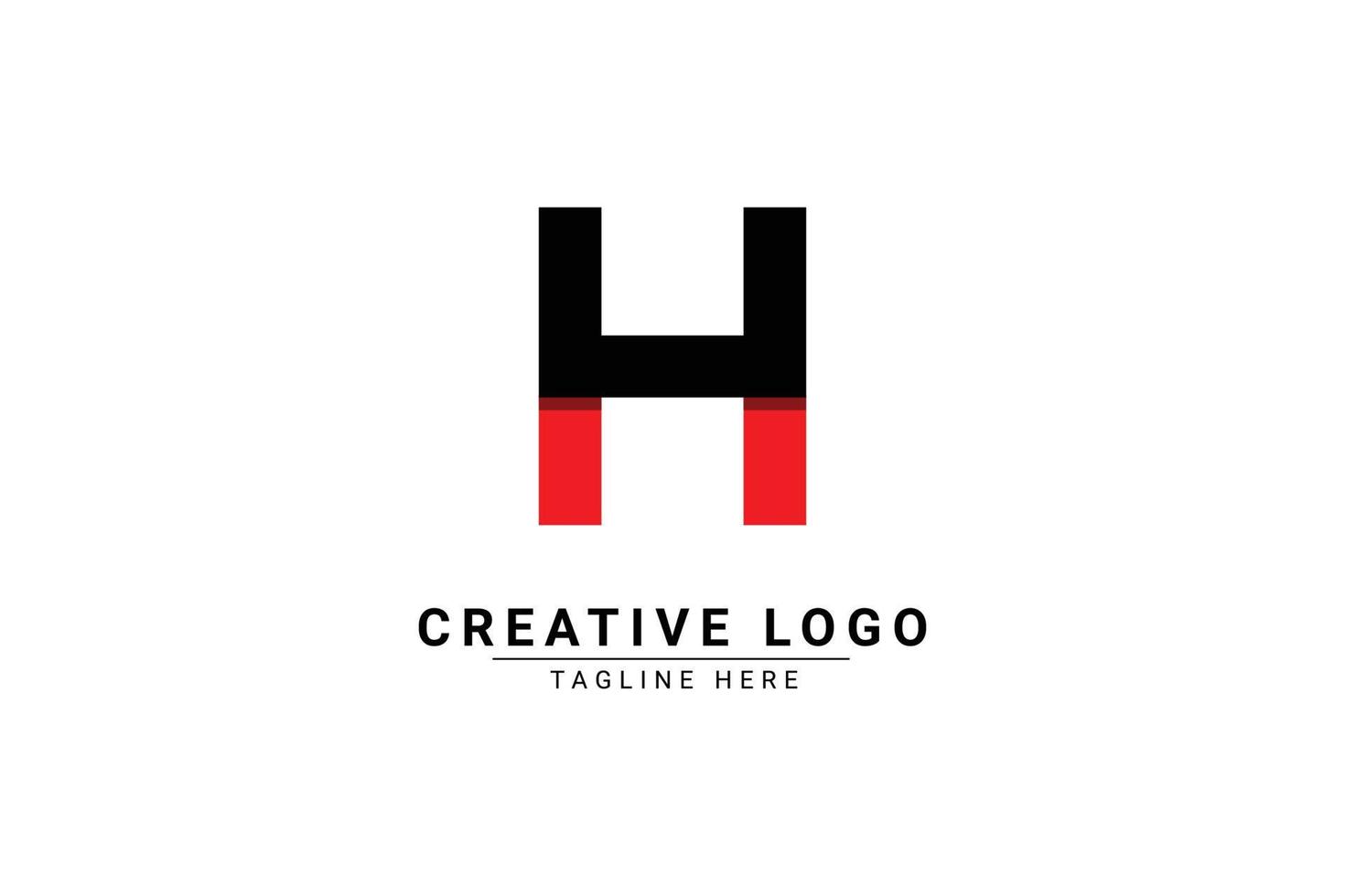 Initial Letter H Logo. Red and black shape C Letter logo with shadow usable for Business and Branding Logos. Flat Vector Logo Design Template Element.