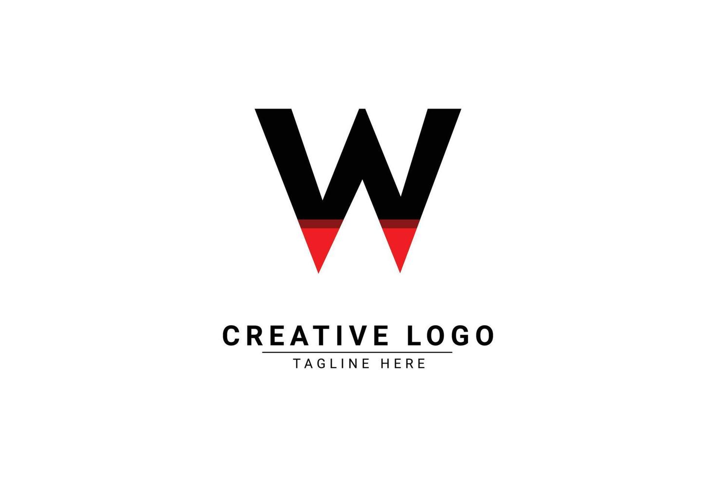 Initial Letter W Logo. Red and black shape C Letter logo with shadow usable for Business and Branding Logos. Flat Vector Logo Design Template Element.