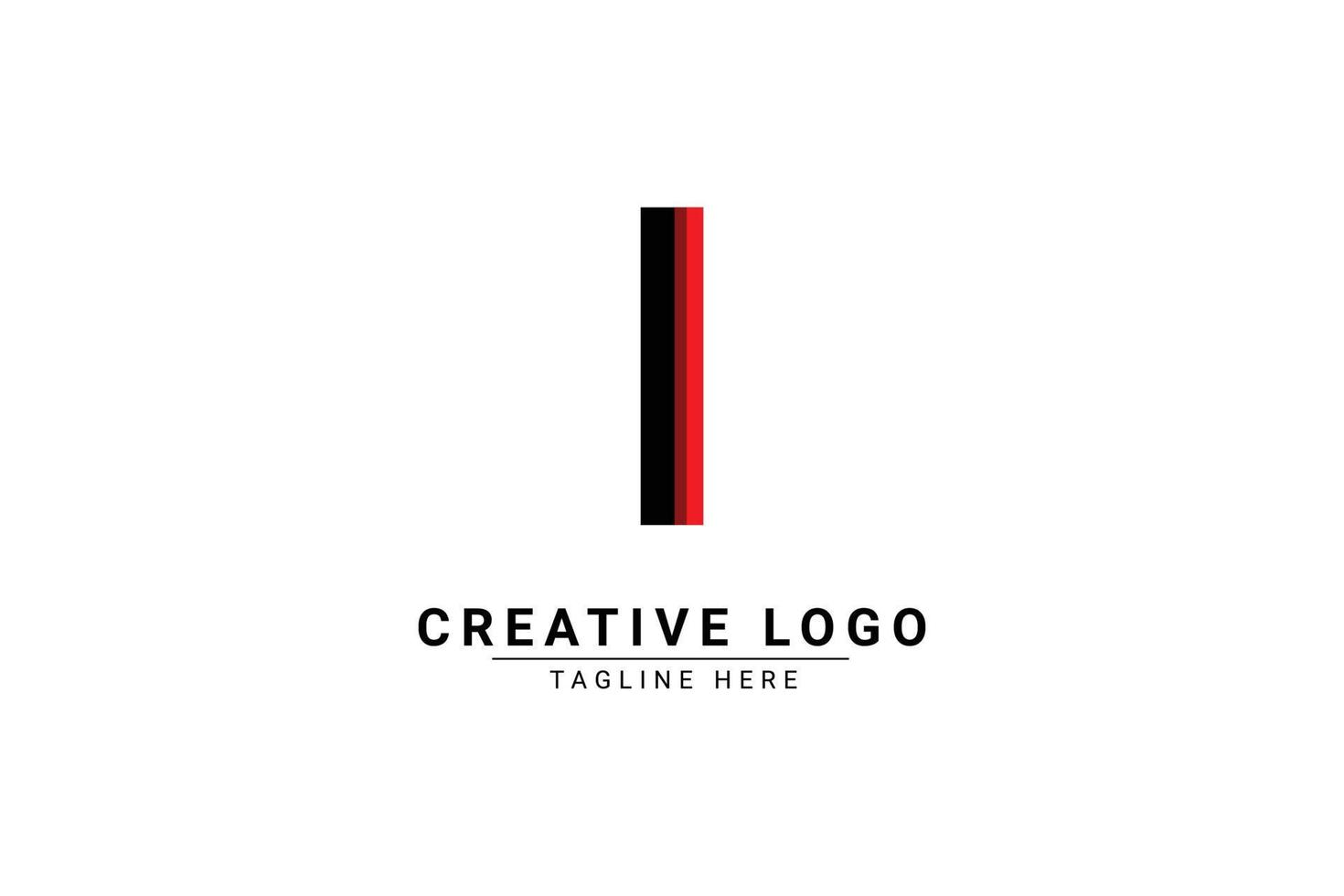 Initial Letter I Logo. Red and black shape C Letter logo with shadow usable for Business and Branding Logos. Flat Vector Logo Design Template Element.