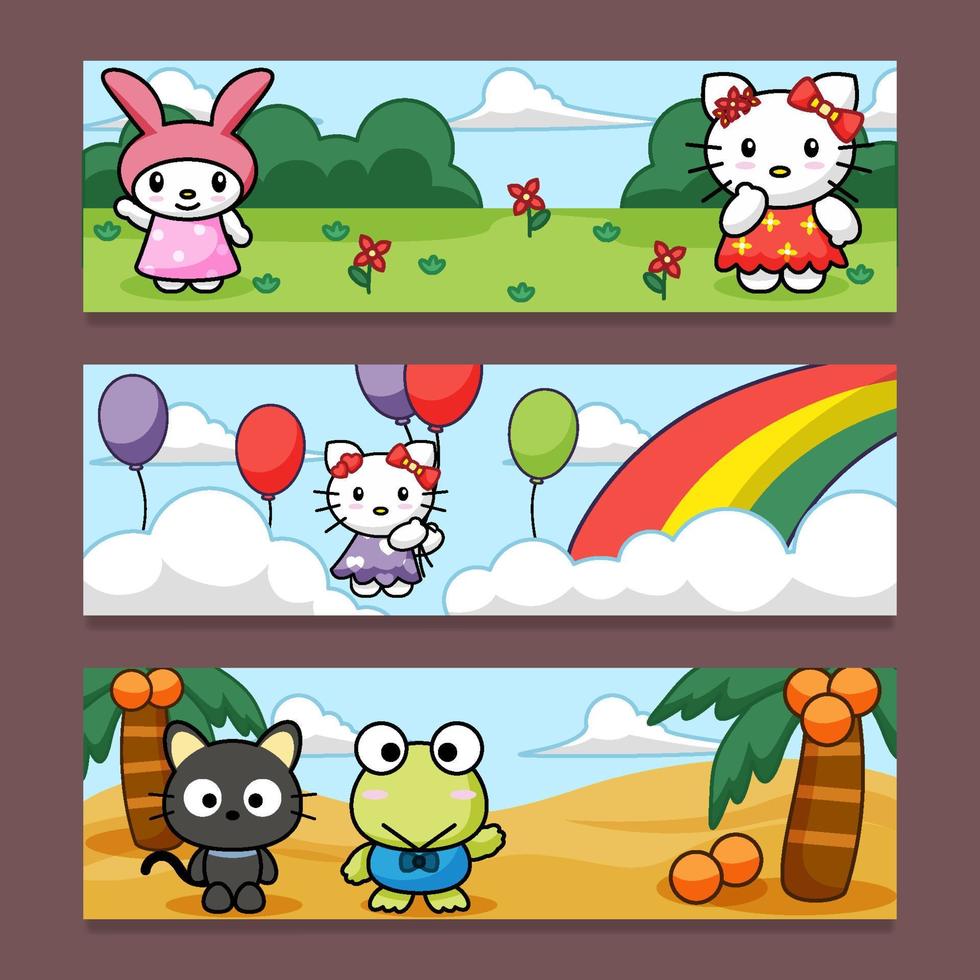 Cute Character Banner Set vector