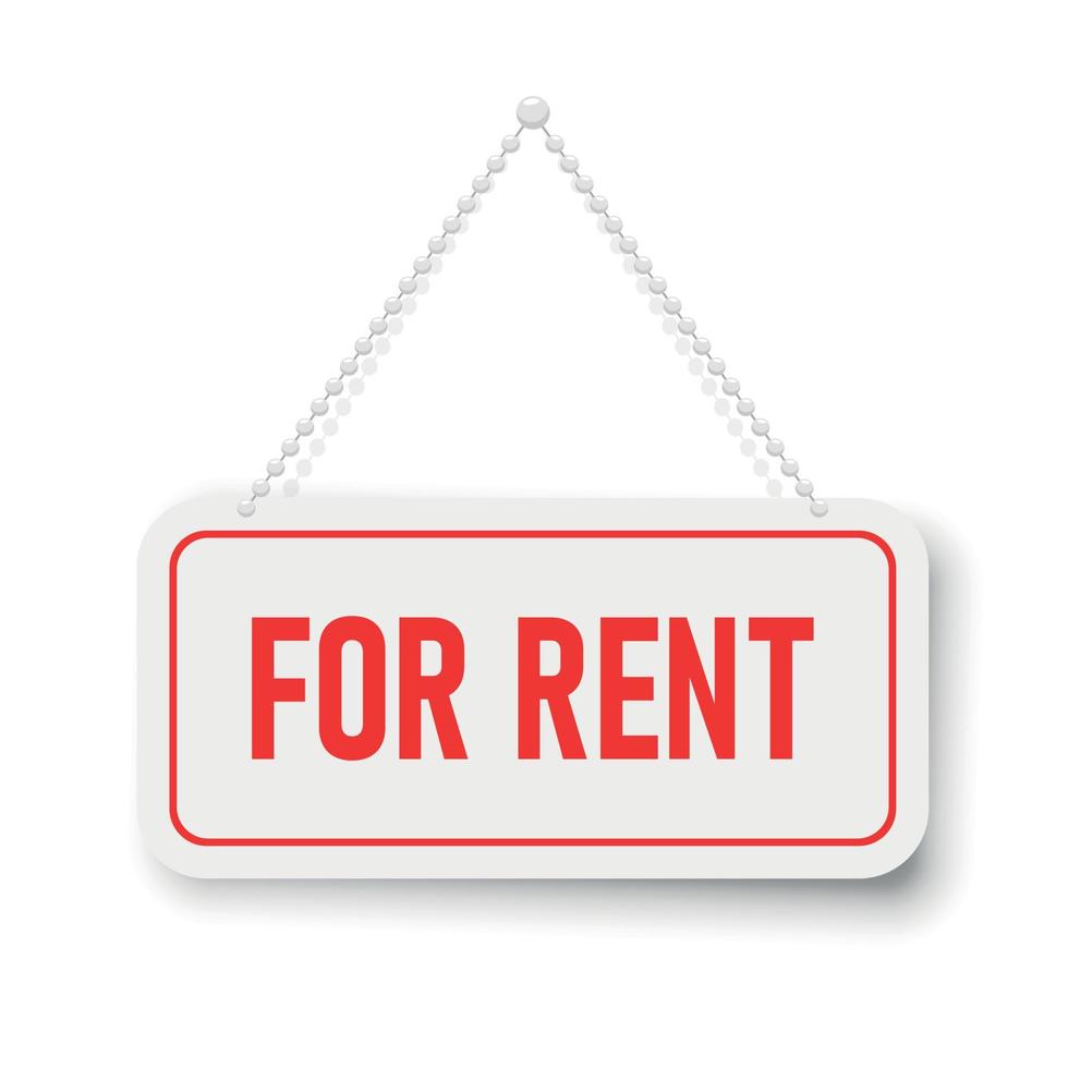 For rent icon in flat style. House, property vector illustration on isolated background. Real estate sign business concept.