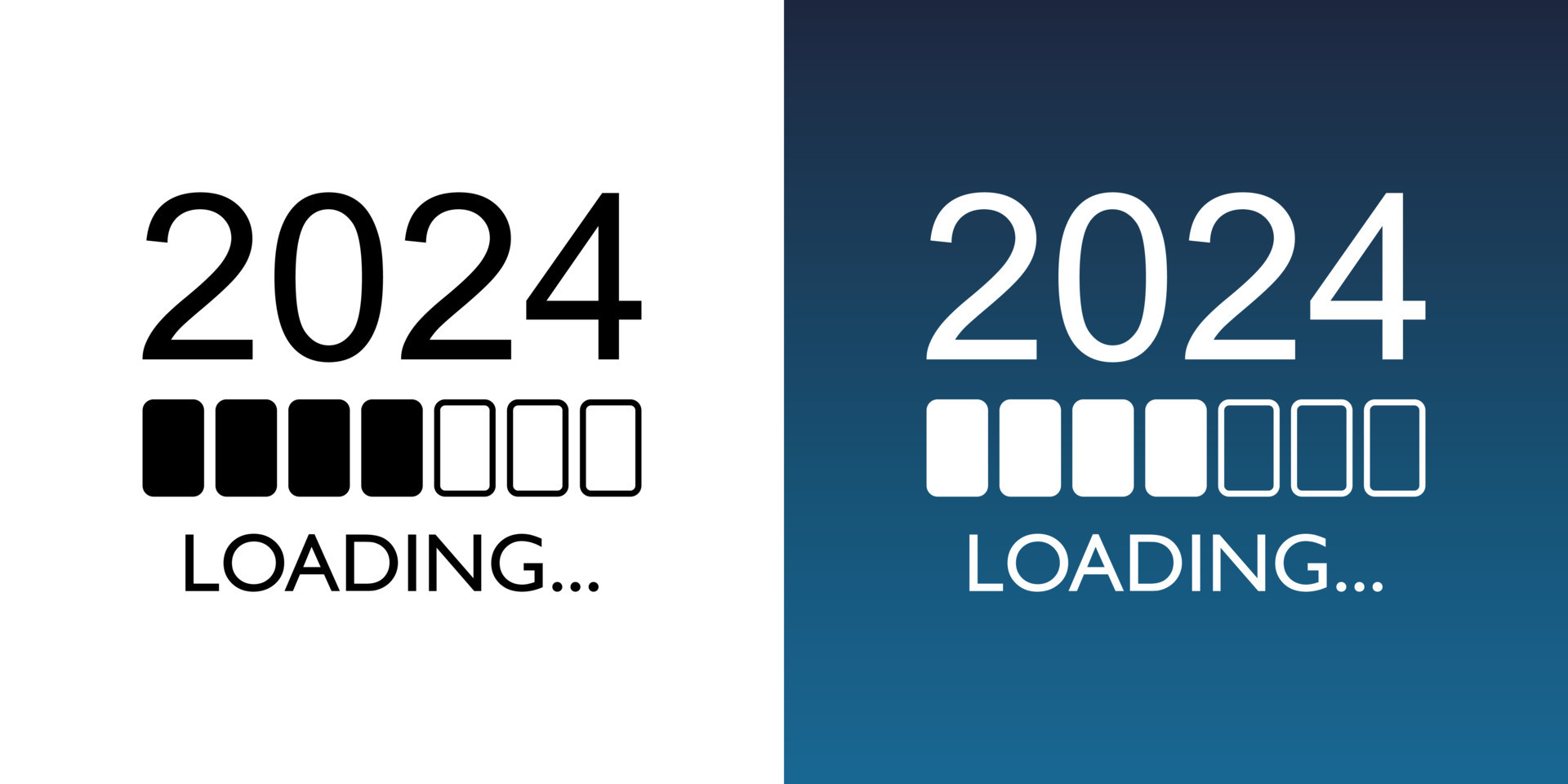 cargando 2024 año icono en plano estilo. Progreso indicador vector