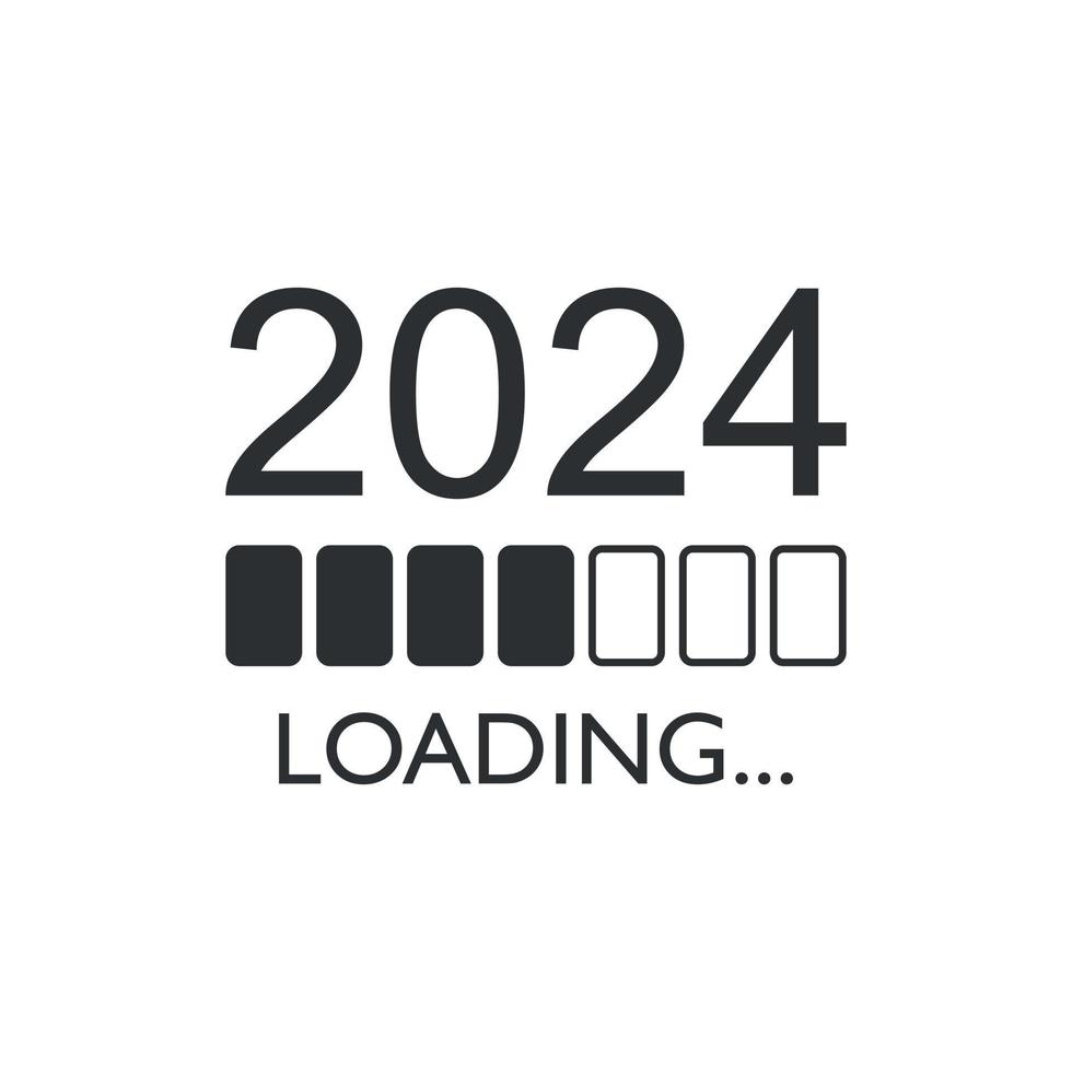 Loading 2024 year icon in flat style. Progress indicator vector
