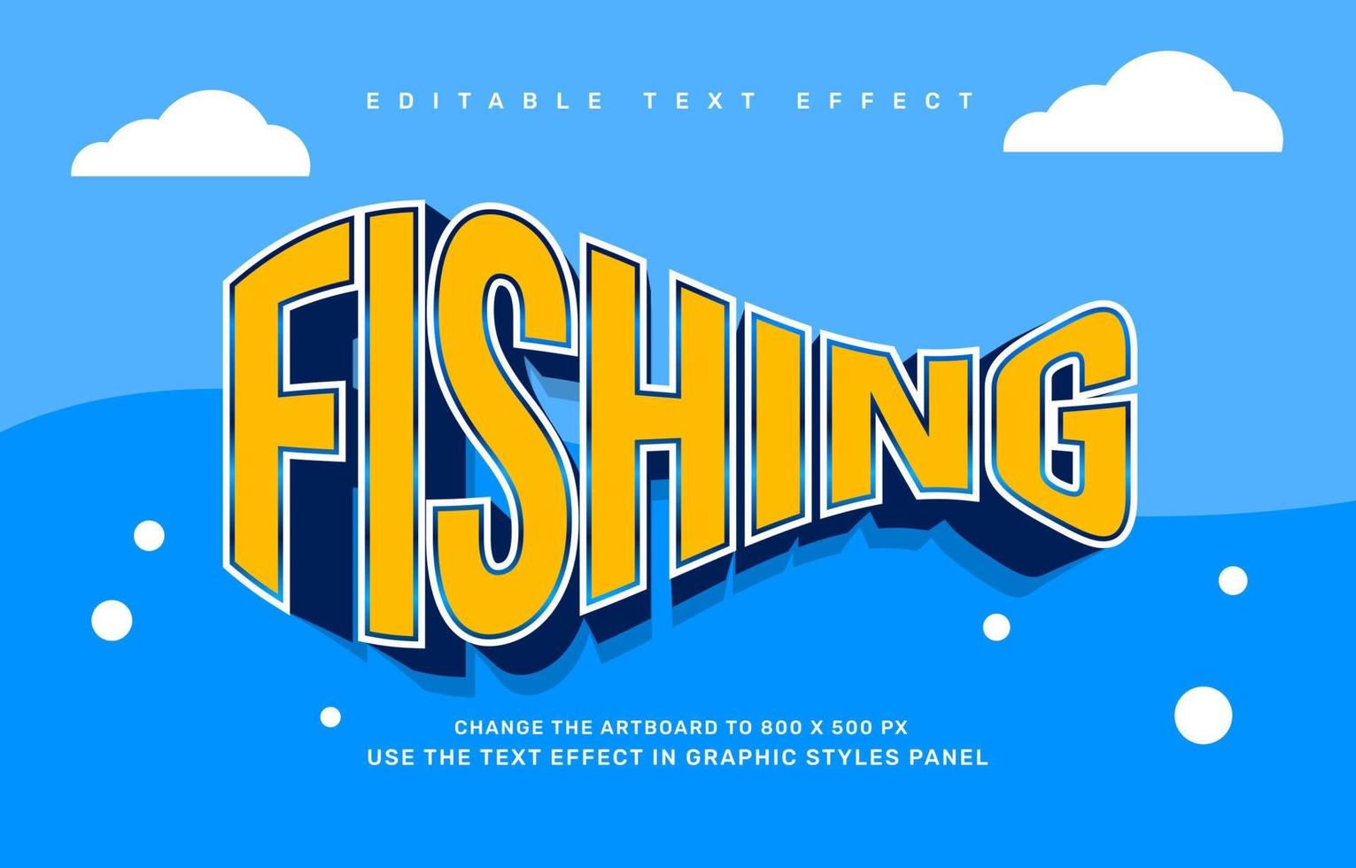 Fishing editable text effect template vector