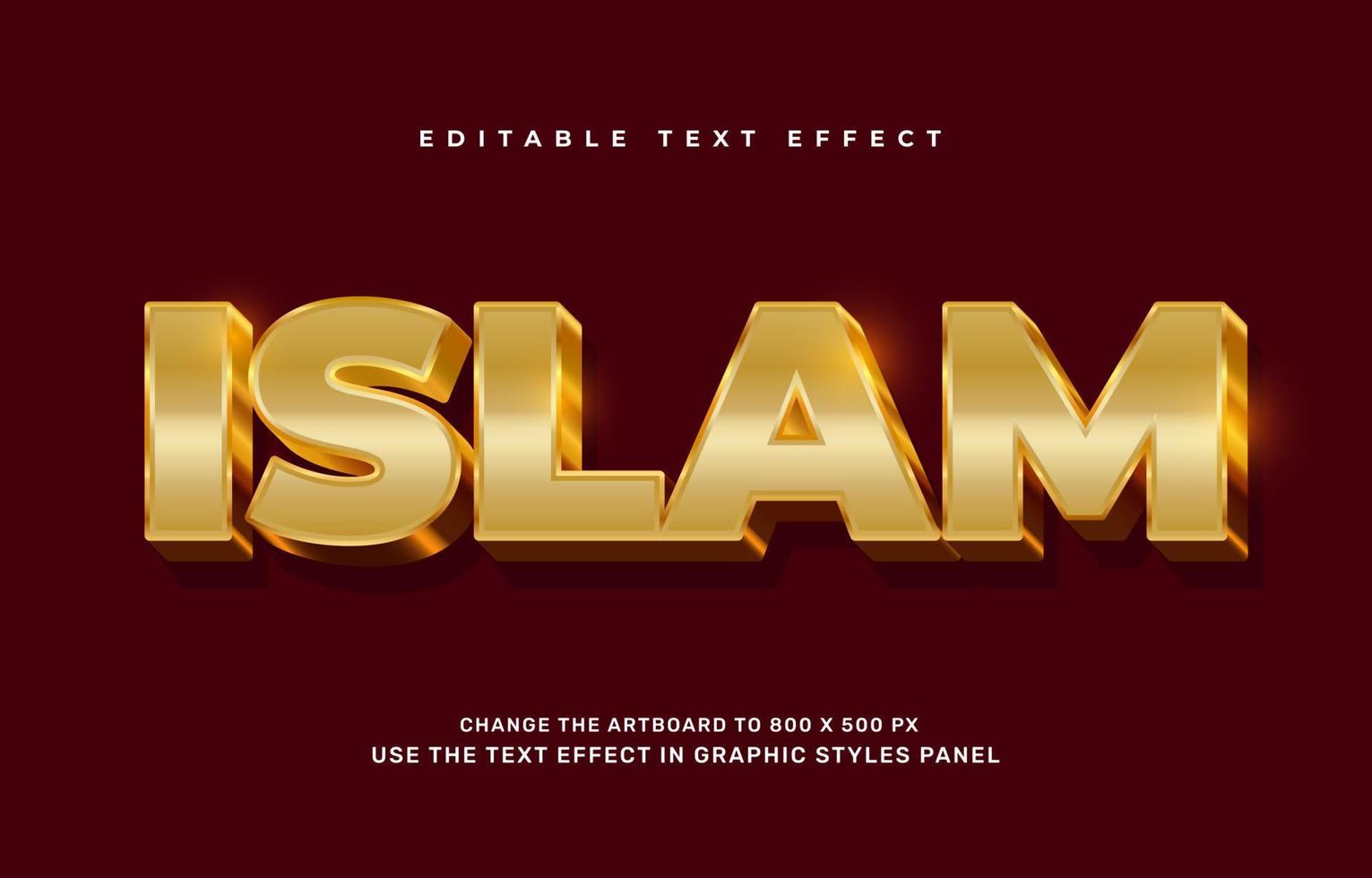 Luxury gold islam editable text effect template vector