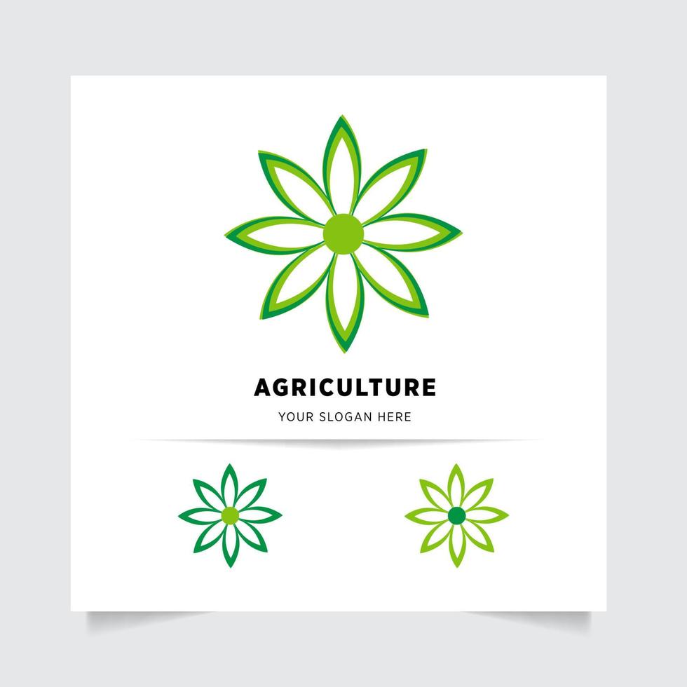 flat emblem logo design for Agriculture with the concept of green leaves vector. Green nature logo used for agricultural systems, farmers, and plantation products. logo template. vector