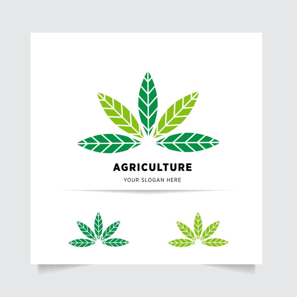 flat emblem logo design for Agriculture with the concept of green leaves vector. Green nature logo used for agricultural systems, farmers, and plantation products. logo template. vector