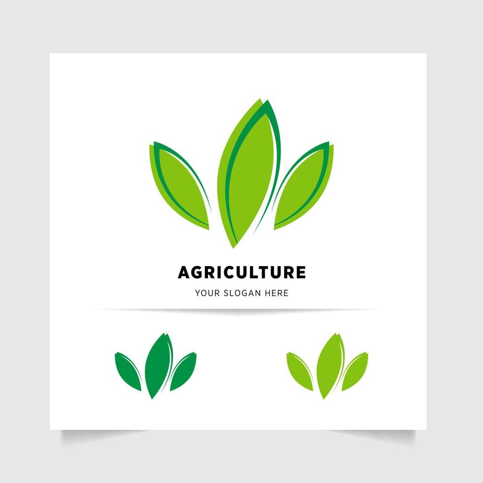 flat emblem logo design for Agriculture with the concept of green leaves vector. Green nature logo used for agricultural systems, farmers, and plantation products. logo template. vector